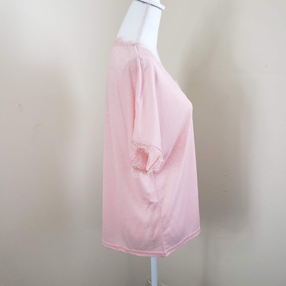 Belinda Eyelash Lace Trim Short Sleeve Top Large - Picture 5 of 9